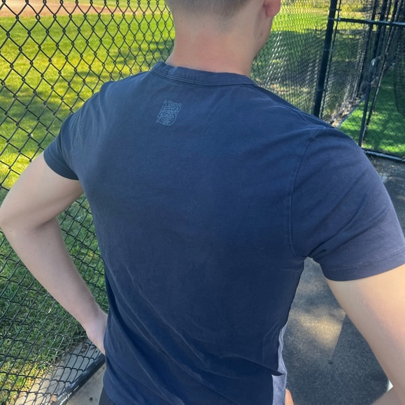 BURBERRY YARN PROOF HOME OFFICE PATTERN GABARDINE PATENT MEN NAVY BLUE T SHIRT S - Picture 9 of 16